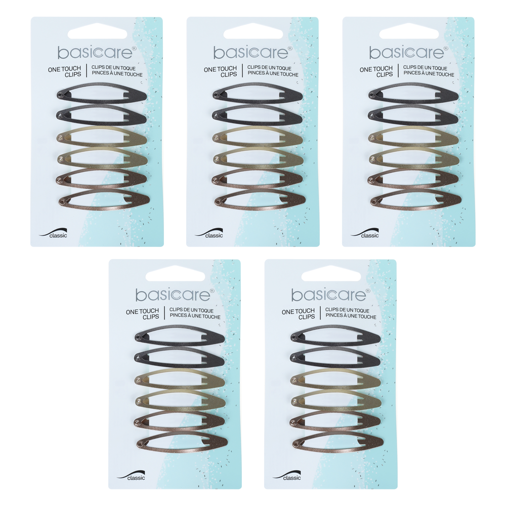 Basicare Snap Hair Clip Bundle of 5 Secure Hold Hair Clips