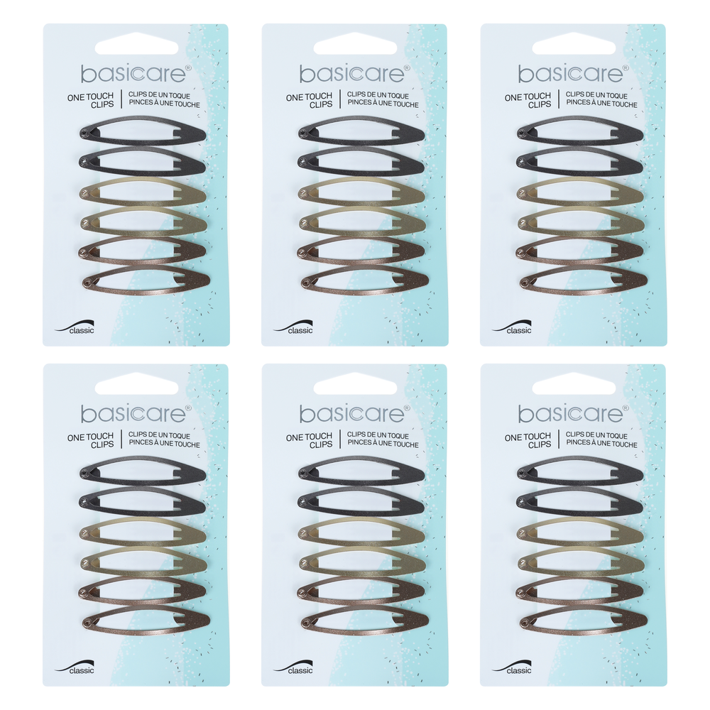 Basicare Snap Hair Clip Bundle Pack of 6 Secure Hold Hair Clips