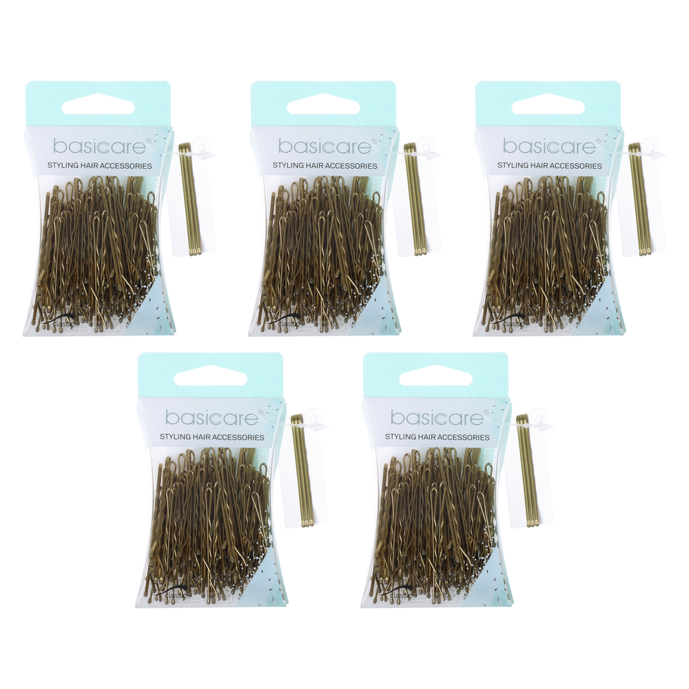 Basicare Blonde Bobby Pins 5cm 80 Pack Bundle of 5 Strong Secure Hair Clips
