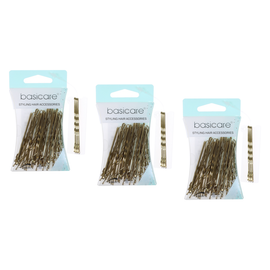 Basicare Blonde Bobby Pins 5cm 36 Pack Bundle of 3 108 Pins Strong Secure