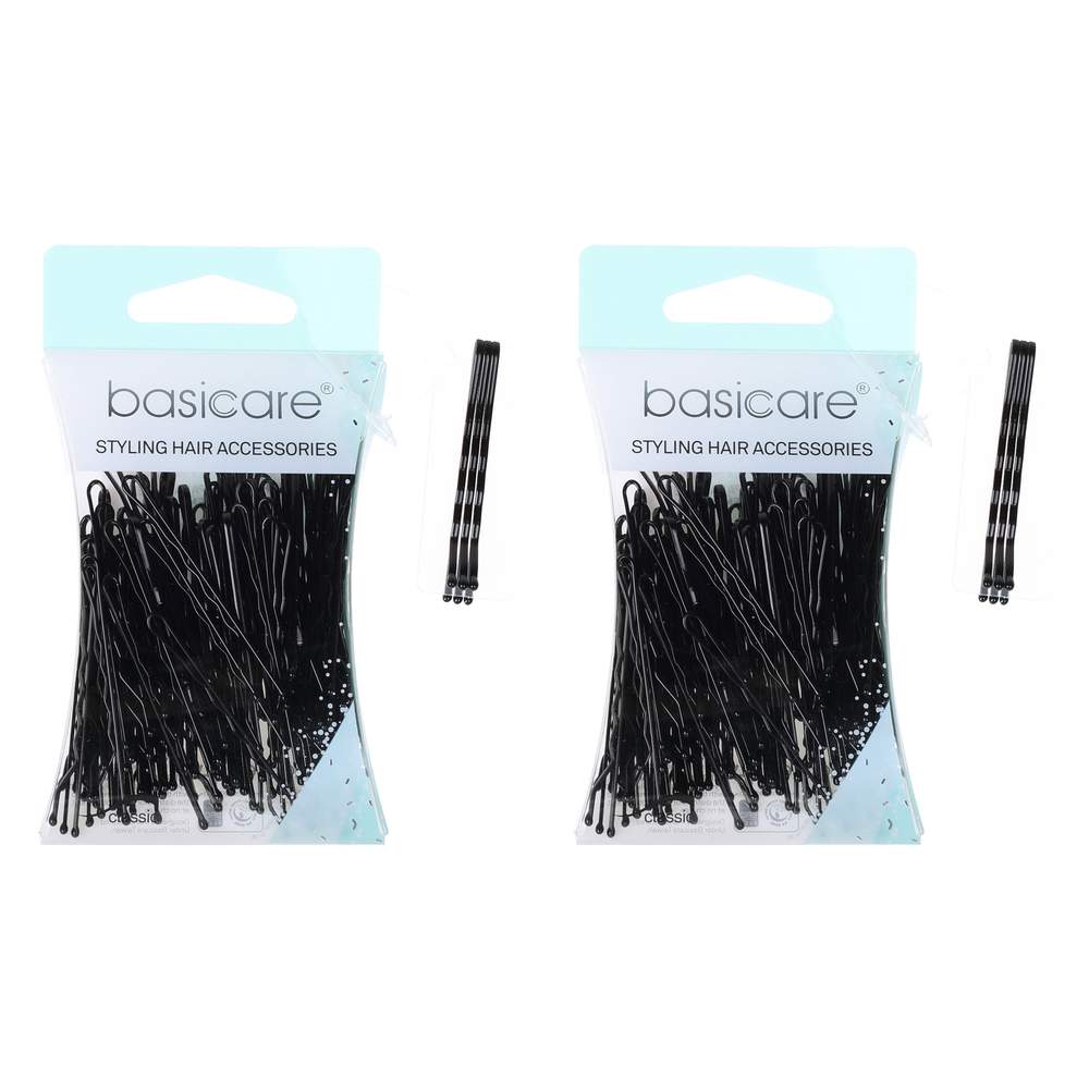 Basicare Black Bobby Pins 5cm 80 Pack Strong Durable Hair Styling Clips x 2