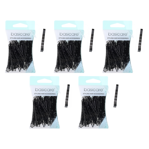 Basicare 5 Pack Black Bobby Pins 5cm 80 Pack Strong Durable Hair Clips