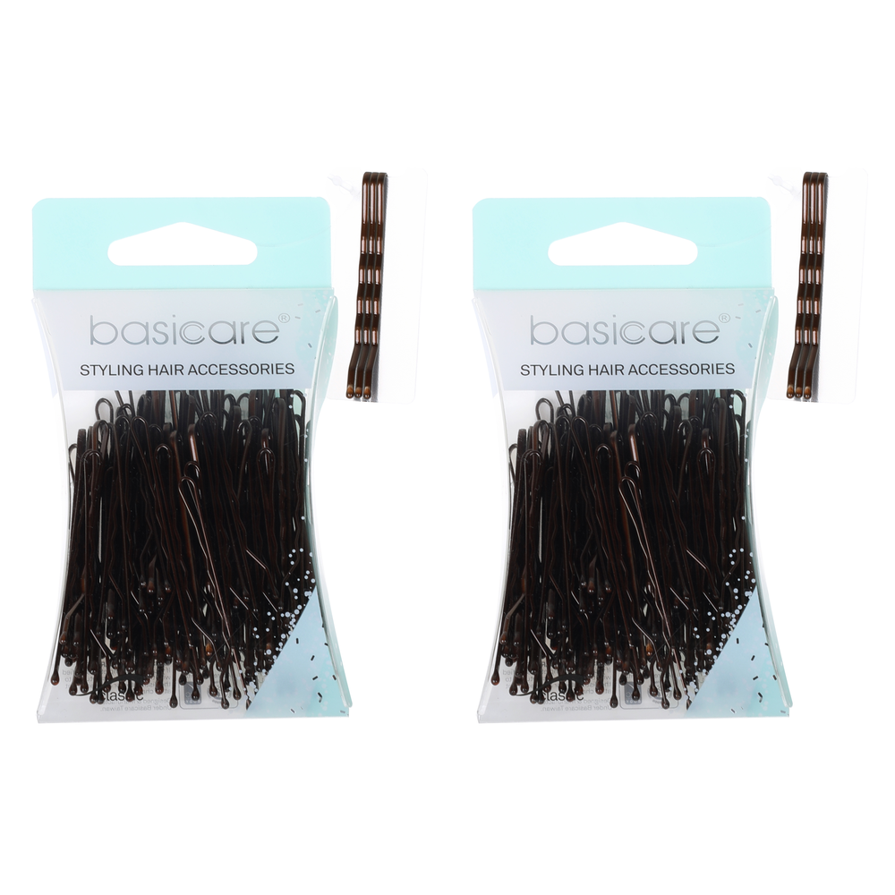 Basicare Brown Bobby Pins 5cm 80 Pack Durable Secure Hair Styling Clips x 2