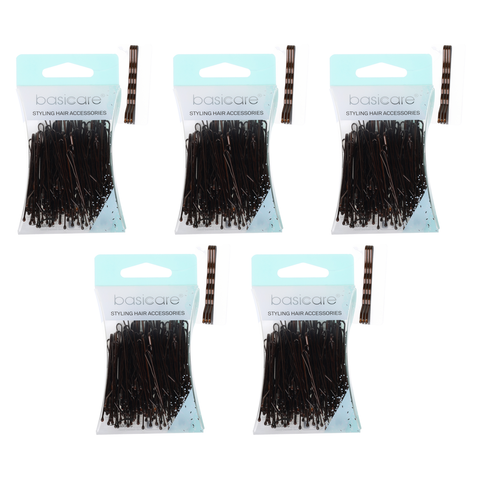 Basicare Brown Bobby Pins 5cm 80 Pack Bundle of 5