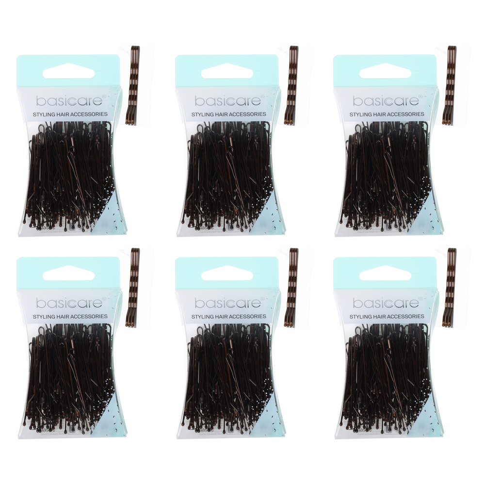 Basicare Brown Bobby Pins 5cm 80 Pack Bundle of 6 Durable Secure Hair Clips