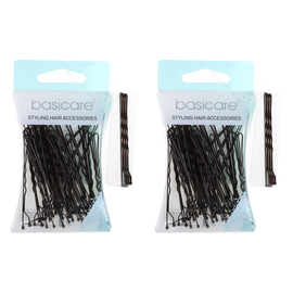 Basicare Medium Brown Bobby Pins 6.2cm 36 Pack Durable Hair Styling Clips x 2