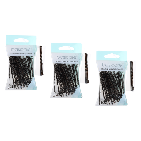 Basicare Bobby Pins Medium Brown 6.2cm 36 Pack Bundle of 3