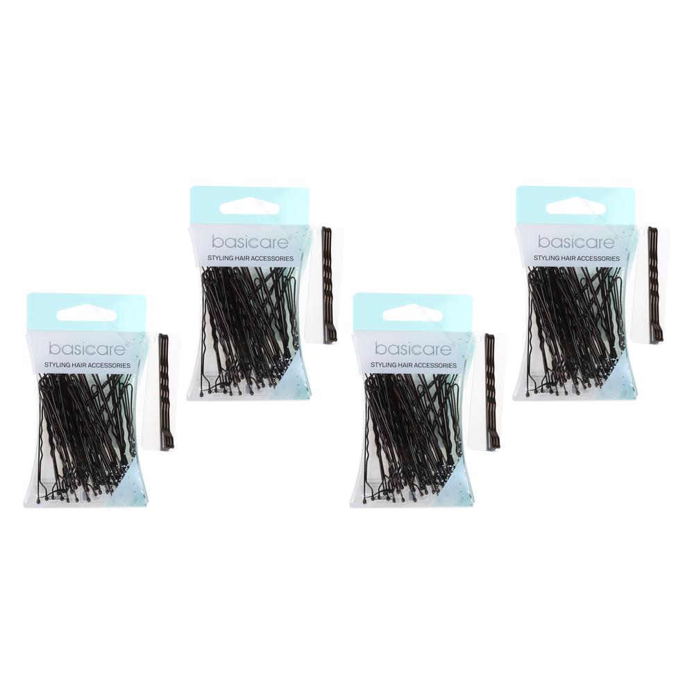 Basicare Medium Brown Bobby Pins 6.2cm 36 Pack Bundle of 4