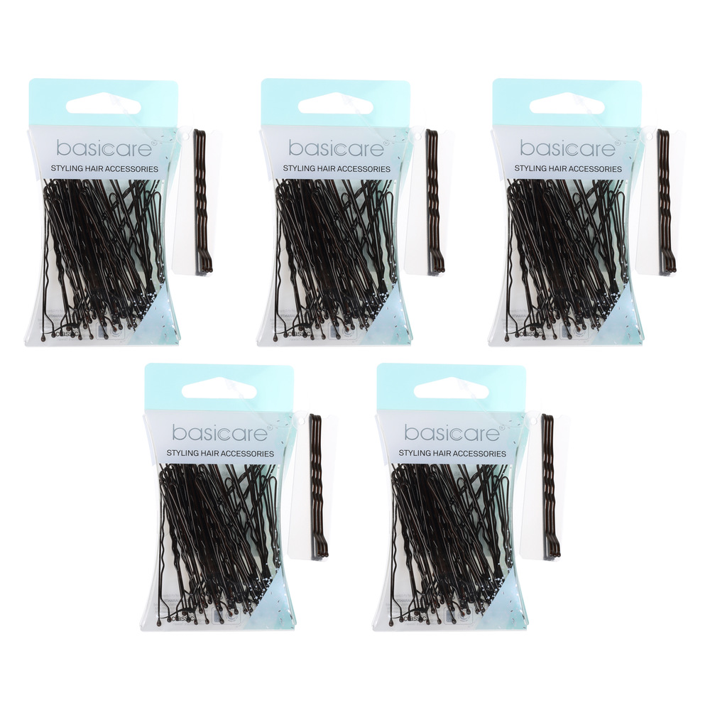 Basicare Medium Brown Bobby Pins 6.2cm Bundle of 5 Packs of 36
