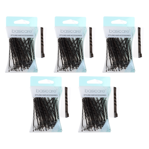 Basicare Medium Brown Bobby Pins 6.2cm Bundle of 5 Packs of 36