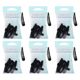 Basicare Black Snap Hair Clips 4.8cm Set of 10 Bundle of 6