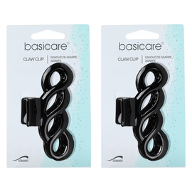 Basicare Large Plait Claw Hair Clip Strong Hold Black x2