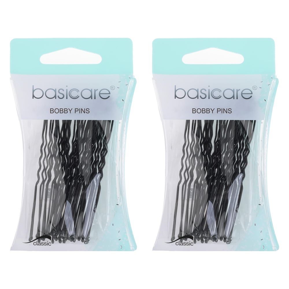 Basicare Black Hair Pins Large 7.5cm 24 Pack Strong Hold Ball Tip x 2