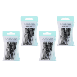 Basicare Black Hair Pins Large 75mm 24 Pack Bundle of 4