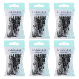 Basicare Black Hair Pins Large 7.5cm 24 Pack Bundle of 6 Units 144 Pins