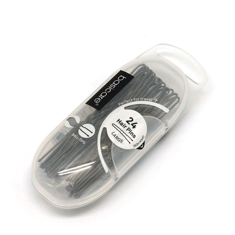 Basicare Brown Hair Pins Large 7.5cm 24 Pack Strong Hold Ball Tip