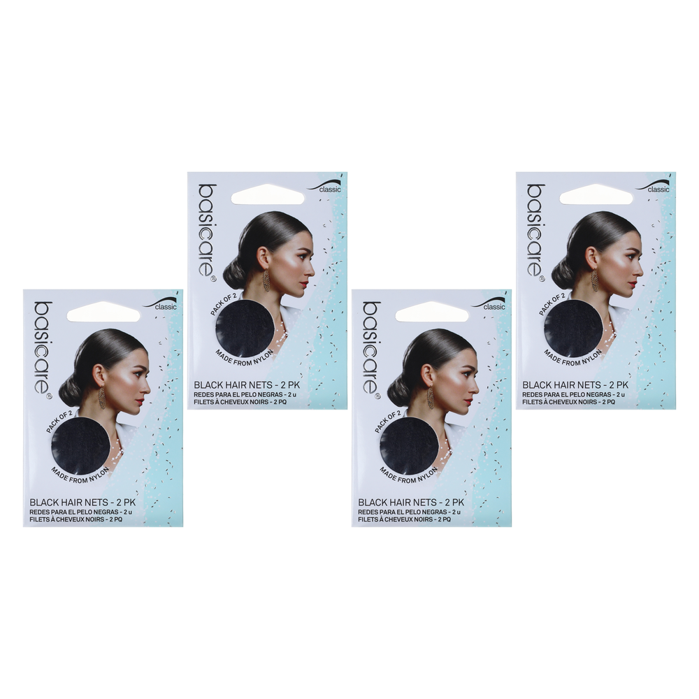 Basicare Invisible Hair Net Black Bundle of 4