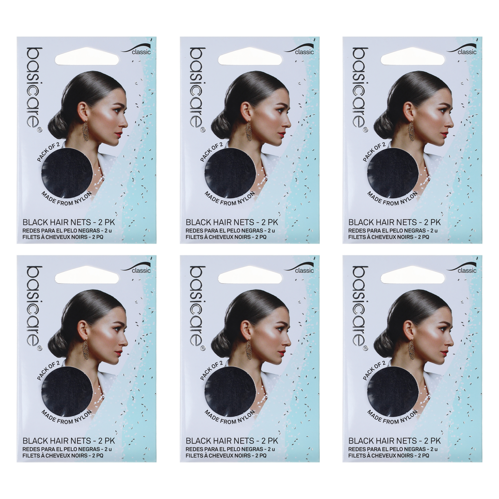Basicare Invisible Hair Net Black 6 Pack