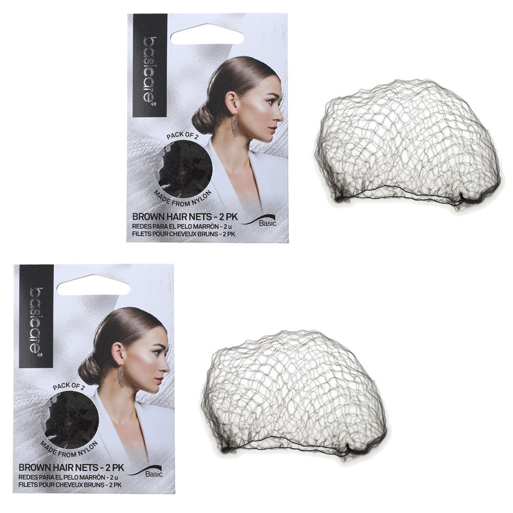 Basicare Invisible Hair Net Brown 2 Pack Discreet Secure Hold