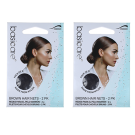 Basicare Invisible Hair Net Brown 2 Pack Discreet Secure Hold
