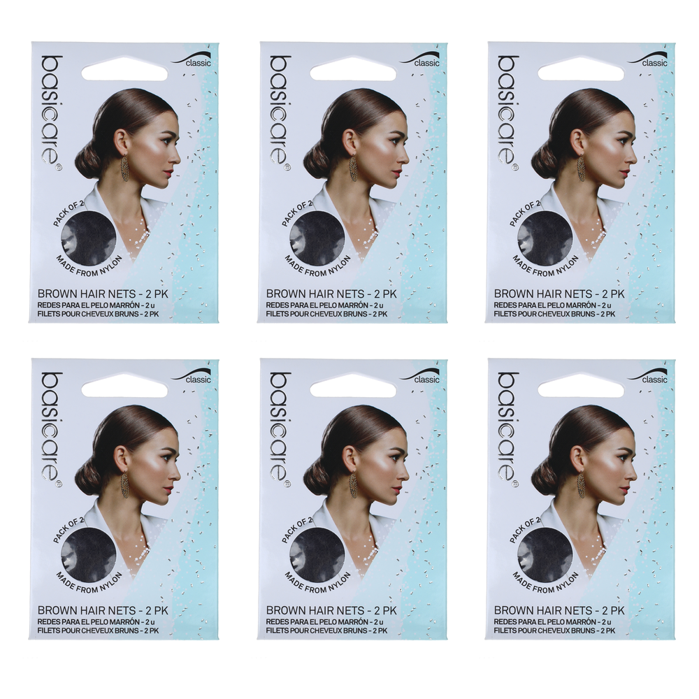 Basicare Invisible Hair Net Brown Bundle of 6 Secure Discreet Hair Hold
