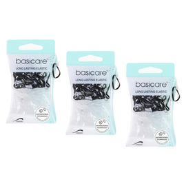 Basicare 50 Pack Antimicrobial Snagless Elastic Hair Bands Bundle of 3