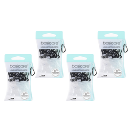 Basicare Antimicrobial Snagless Hairbands Black Clear 50 Pack Bundle of 4
