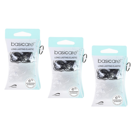 Basicare Antimicrobial Snagless Hair Bands Bundle of 3 x 100 Pack Black Clear