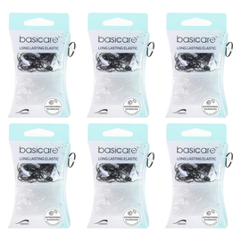 Basicare Antimicrobial Snagless Hair Bands 100 Pack Black Clear Bundle of 6