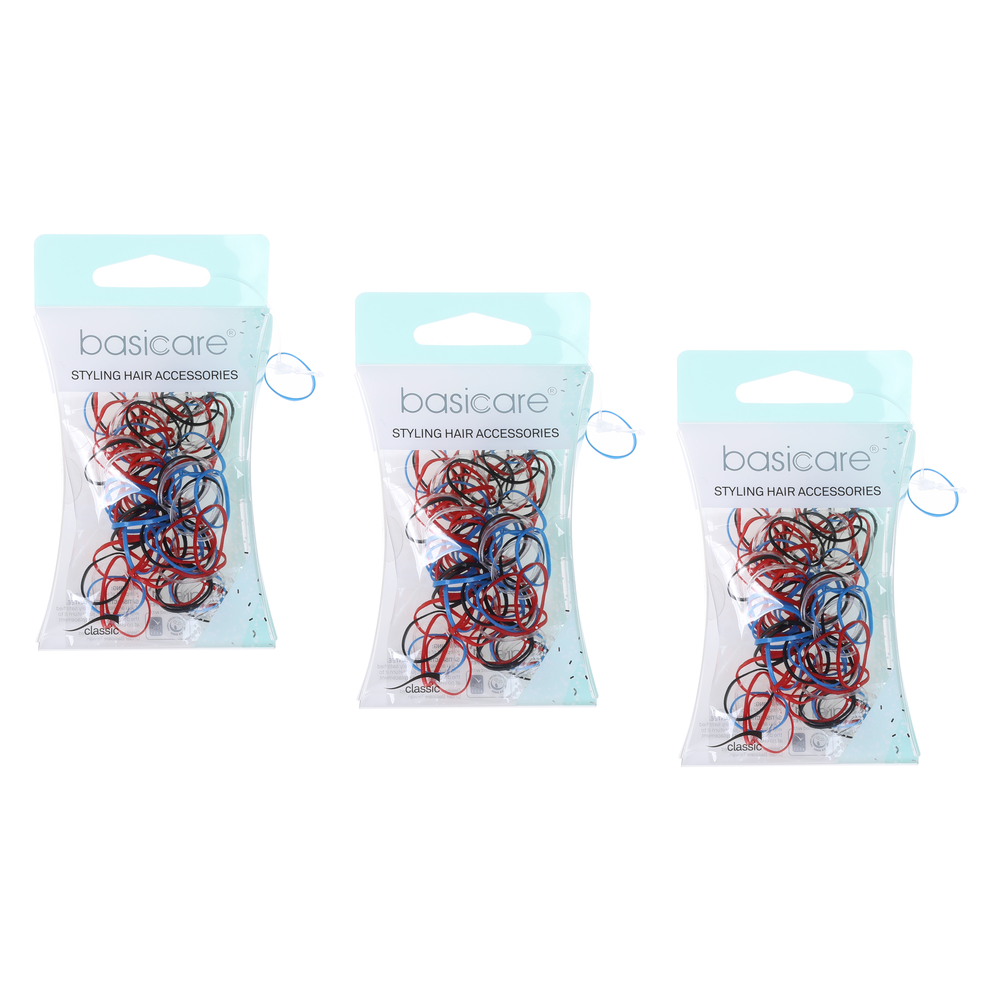 Basicare Elastic Hair Bands 100 Pack Mini Bundle of 3
