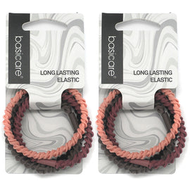 Basicare Long Elastic Hair Ties Pack of 4 Strong Durable Hair Bands x 2