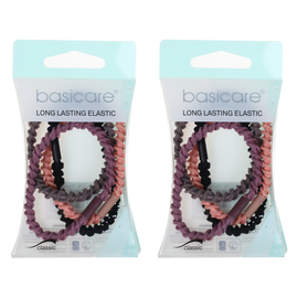 Basicare Long Elastic Hair Ties Pack of 4 Strong Durable Hair Bands x 2