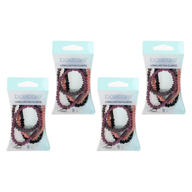 Basicare Long Elastic Hair Ties Bundle of 4 Durable Strong Hair Bands
