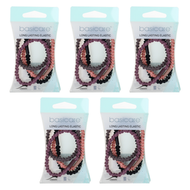 Basicare Long Elastic Hair Ties Bundle of 5 Strong Durable Hair Bands