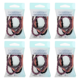 Basicare Long Elastic Hair Ties Bundle of 6 Strong Durable Hair Bands