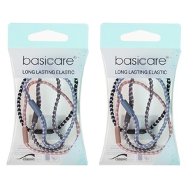 Basicare Long Elastic Hair Ties Pack of 4 Strong Durable Hair Bands x 2