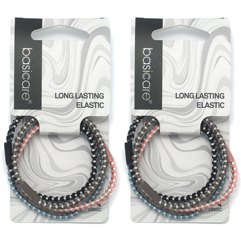 Basicare Long Elastic Hair Ties Pack of 4 Strong Durable Hair Bands x 2