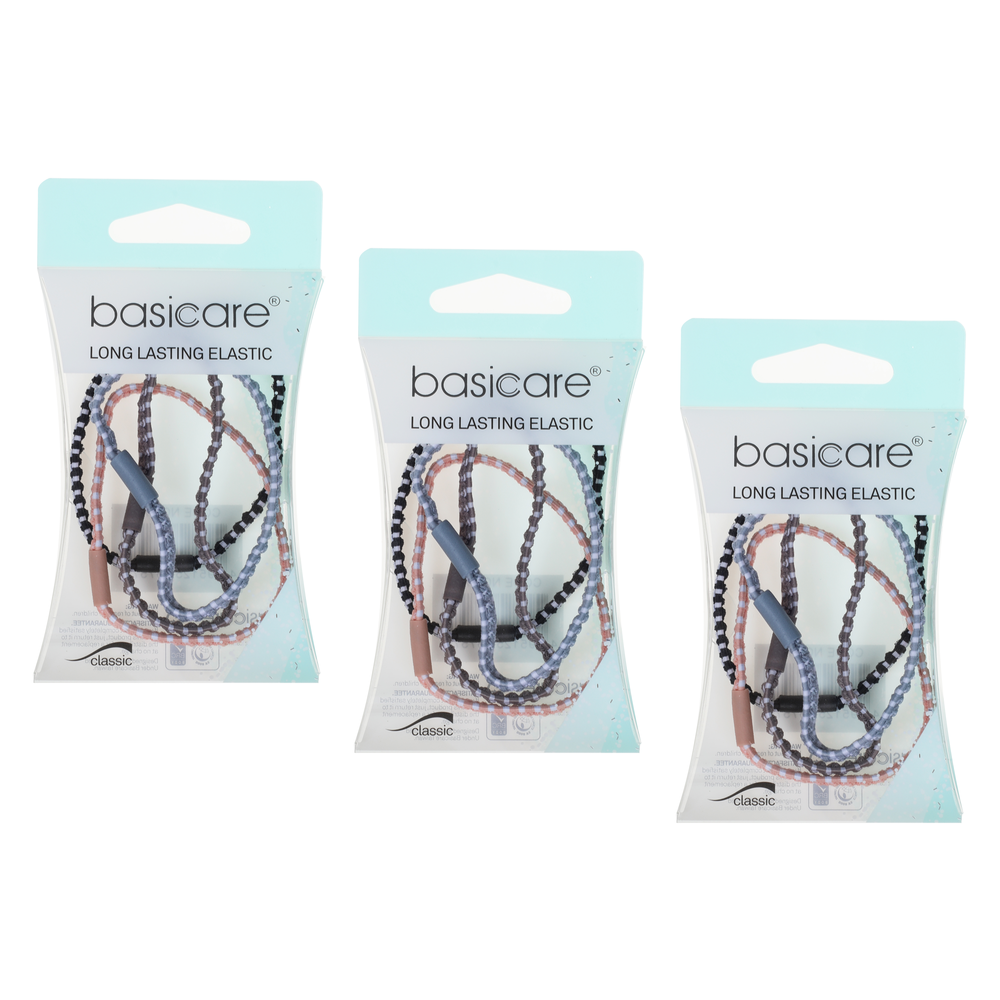 Basicare Long Elastic Hair Ties Pack of 4 Bundle of 3 Strong Durable Bands
