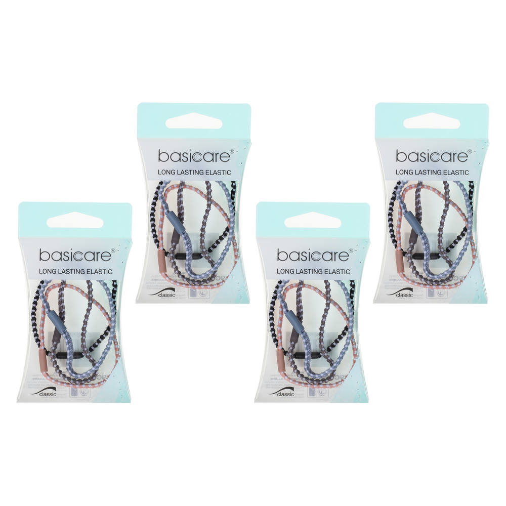Basicare Long Elastic Hair Ties Pack of 4 Bundle Strong Durable Hair Bands