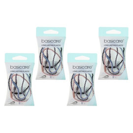 Basicare Long Elastic Hair Ties Pack of 4 Bundle Strong Durable Hair Bands