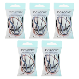 Basicare Long Elastic Hair Ties Bundle of 5 Strong Durable Hair Bands