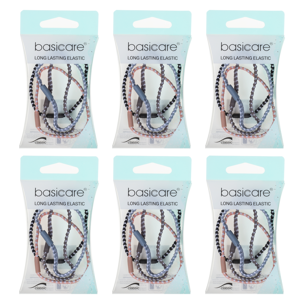 Basicare Long Elastic Hair Ties Pack of 4 Bundle of 6 Total 24 Strong Hair Bands