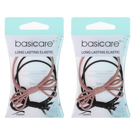Basicare Long Elastic Hair Ties Pack of 2 Durable Strong Hair Bands
