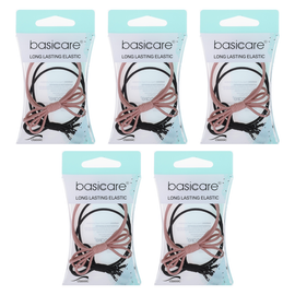 Basicare Long Elastic Hair Ties Durable Strong Pack of 2 Bundle of 5