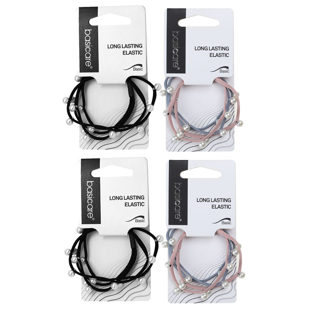 Basicare Long Lasting Elastic Hair Bands with Beads Pack of 2 Durable