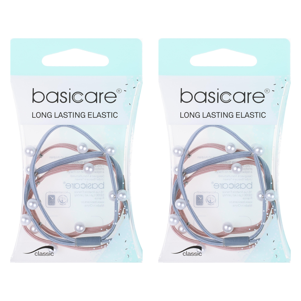 Basicare Long Lasting Elastic Hair Bands with Beads Pack of 2 Durable