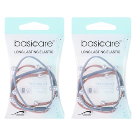 Basicare Long Lasting Elastic Hair Bands with Beads Pack of 2 Durable