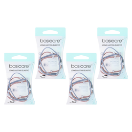 Basicare Elastic Hair Bands With Beads Pack of 2 Bundle of 4 Durable