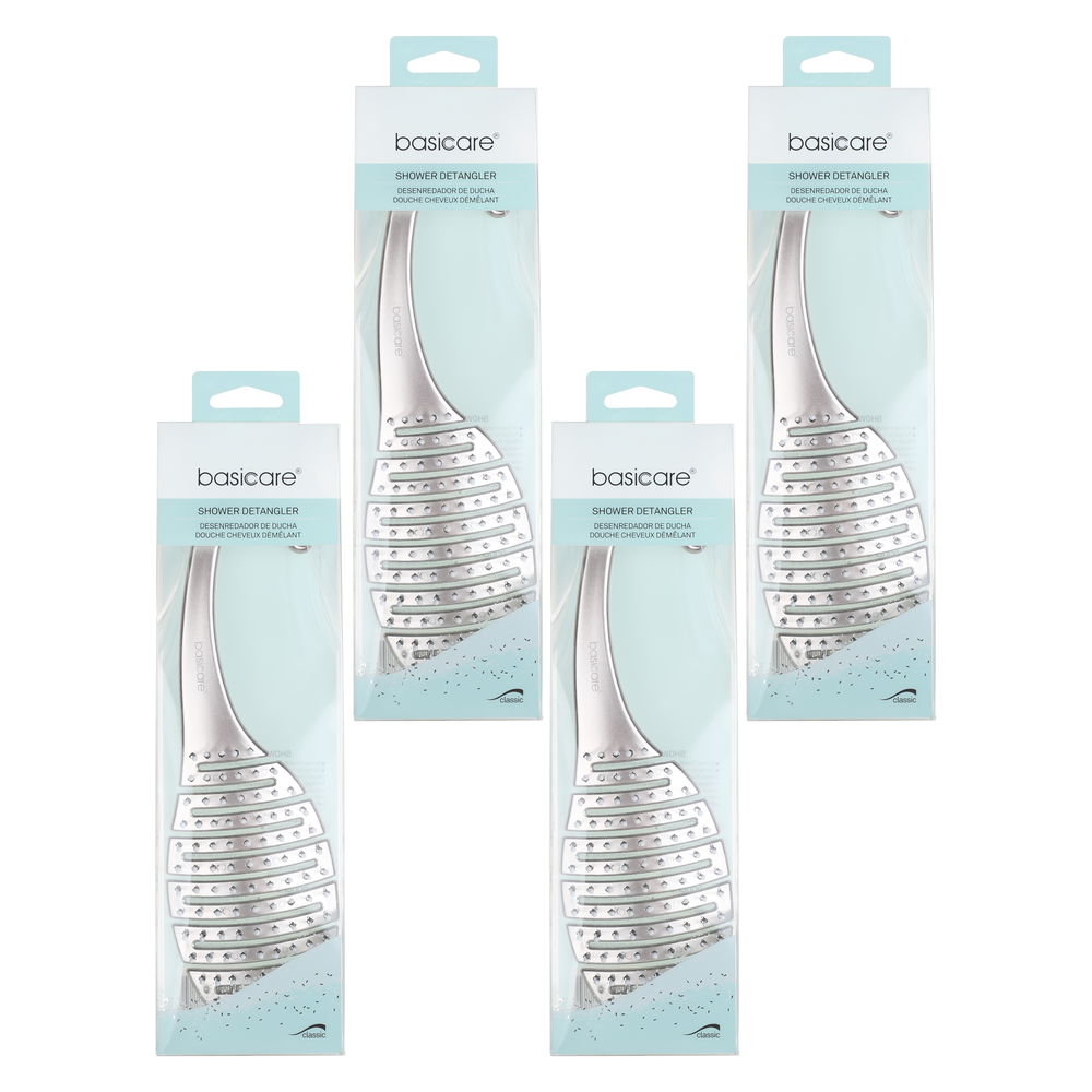 Basicare Shower Detangler Hairbrush Bundle 4 Pack Tangle Free Smooth