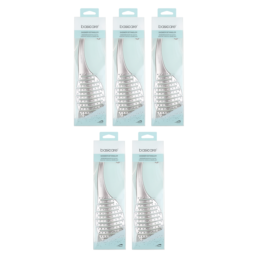 Basicare Shower Detangler Hairbrush 5 Pack Bundle Tangle Free